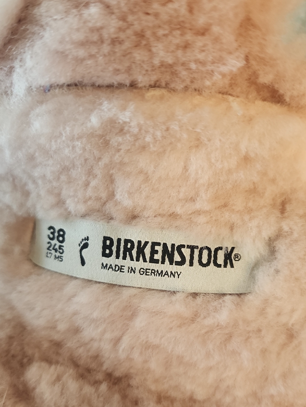 Birkenstock Arizona Shearling Lambskin Lined Slides Light Rose Sz 7 - Picture 6 of 7